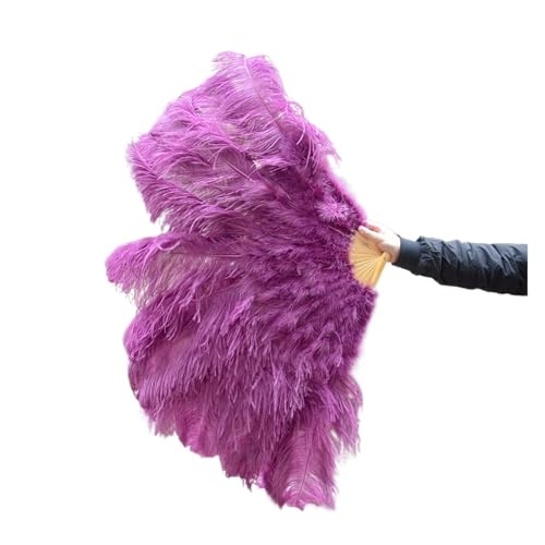 Federfächer 2 STÜCKE Natürliche Handfederfächer for Bühnenauftritte Tänzer Show Party Bühne Karneval Requisiten Federn Handfächer(Sacue purple,100CM A Pair (2pcs)) von MDSIOKHJ