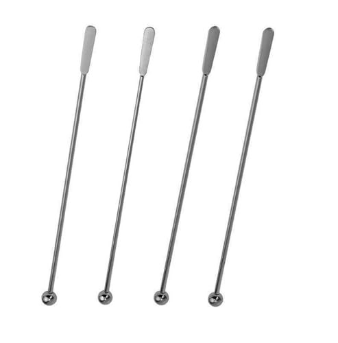 Getränke Rührer 7,5 Zoll Edelstahl-Kaffee-Getränkerührer, Getränke-Swizzle-Stick mit kleinen rechteckigen Paddeln(Black Pack of 4) von MDSIOKHJ