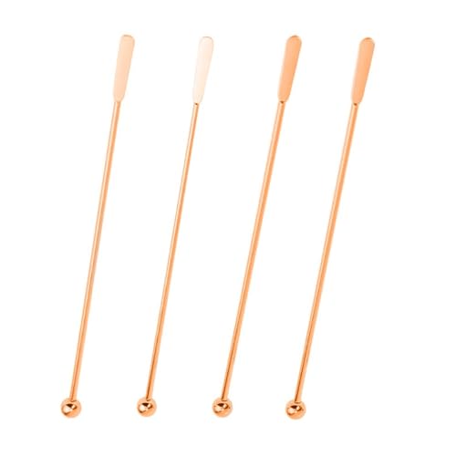Getränke Rührer 7,5 Zoll Edelstahl-Kaffee-Getränkerührer, Getränke-Swizzle-Stick mit kleinen rechteckigen Paddeln(Copper Pack of 4) von MDSIOKHJ