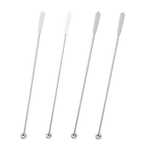 Getränke Rührer 7,5 Zoll Edelstahl-Kaffee-Getränkerührer, Getränke-Swizzle-Stick mit kleinen rechteckigen Paddeln(Silver Pack of 4) von MDSIOKHJ