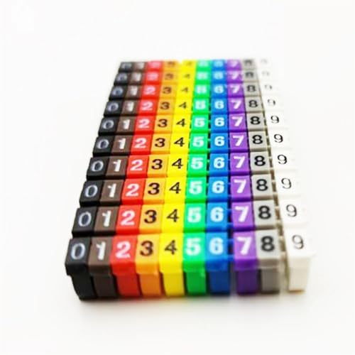Kabelmarkierung 100/260 STÜCKE Drahtmarkierungsetiketten Netzwerkkabeltyp Mehrfarbige Nummernbuchstaben Ordentliche Markierung Feststeckende Kabelhülse 2-8 mm(2-3mm,100PCS 0-9Multicolor) von MDSIOKHJ
