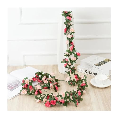 MDSIOKHJ Künstliche Blumen Reben 250CM Rose Künstliche Blumen Weihnachtsgirlande for Hochzeit Zuhause Raumdekoration Frühling Herbst Gartenbogen DIY Gefälschte Pflanzenrebe(Pink) von MDSIOKHJ