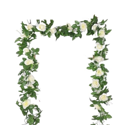 MDSIOKHJ Künstliche Blumen Reben 2M weiße künstliche Blumen Rebe gefälschte Rosenblume Rattan for Hochzeit Weihnachtsdekoration Dekoration(White 1pc) von MDSIOKHJ