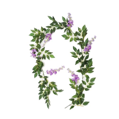 MDSIOKHJ Künstliche Blumen Reben 7ft 2m Blumenschnur Künstliche Wisteria Vine Garland Pflanzen Laub Outdoor Home Trailing Flower Fake Flower Hängende Wanddekoration(Length 180cm-02) von MDSIOKHJ