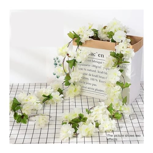 MDSIOKHJ Künstliche Blumen Reben 7ft 2m Blumenschnur Künstliche Wisteria Vine Garland Pflanzen Laub Outdoor Home Trailing Flower Fake Flower Hängende Wanddekoration(Length 230cm-17) von MDSIOKHJ