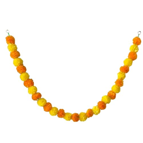 MDSIOKHJ Künstliche Blumen Reben Ringelblumengirlande mit зo-Blumen, künstliche Blumen for Diwali, Zuhause, DIY, Kranz, Girlande, Basteln, Dekor, Hochzeit, Party(Orange Yellow,1pcs) von MDSIOKHJ