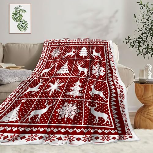 Weihnachtsdecke, roter Weihnachtsbaum, Schneemann, Hirsch, kariert, Schneeflocken, Decke, weich, gemütlich, warm, leicht, Überwurfdecke für Couch, Sofa, Bett, Stuhl, 127 x 152 cm Weihnachtsdecke, roter Weihnachtsbaum, Schneemann, Hirsch, kariert, Schneeflocken, Decke, weich, gemütlich, warm, leicht, Überwurfdecke für Couch, Sofa, Bett, Stuhl, 127 x 152 cm von MDUKOIN