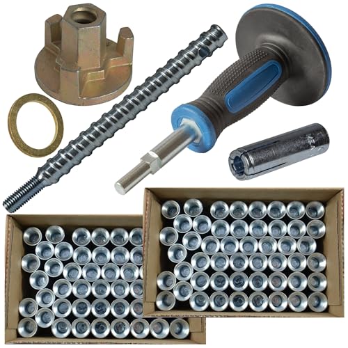 Befestigungsset Beton für Kernbohrständer Bohrdurchmesser 16 mm inklusive 100 Dübel, Einschlagdorn mit Handschutz & mehr von MDW