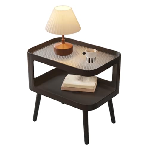 MDXHKK Retro -Glas -Desktop -Beistelltisch, Kleiner Couchtisch, Ecktisch Für Schlafzimmer Wohnzimmer Esszimmer Innen Im Freien Küche,70cm,Black von MDXHKK