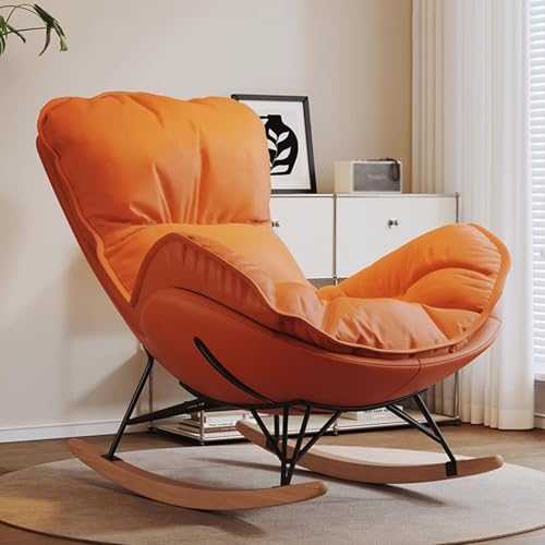 MDXHKK Schaukelstuhl, Rückenlehne Schaukelstuhl, Komfortable Lesung Liege, Wohnzimmer Farbblock Design Sessel, Für Schlafzimmer Balkon Terrasse Sonne Liege Entspannungsstuhl,EE von MDXHKK