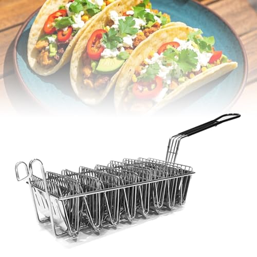 Taco Frittorkorb, V -Form Taco Shell Molder, Mexikanischer Gourmetküchenware, Brillenkorb Mit 4/6/8 Muscheln Tortilla Halter, Bequeme Küchengeschirr,8 von MDXHKK