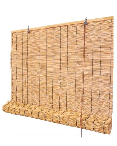 Bambusrollo Fenster Sonnenschutz Rollo Bambus Rollo Jalousine Für Fenster Anpassbare Verdunkelungsrollos Aus Schilfrohr Fensterläden Für Pergola Balkon Außenveranda(Primary color black line) von MDXVRKYBC