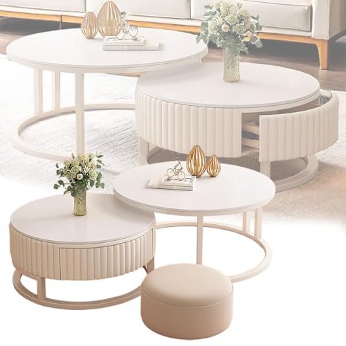 MDXVRKYBC Runder Couchtisch Weiß 50cm+70cm 2er Set Nested Satztische Mit Stauraum, Einfache Rund Kaffeetisch Sofatisch Für Schlafzimmer Wohnzimmer MDXVRKYBC Runder Couchtisch Weiß 50cm+70cm 2er Set Nested Satztische Mit Stauraum, Einfache Rund Kaffeetisch Sofatisch Für Schlafzimmer Wohnzimmer von MDXVRKYBC
