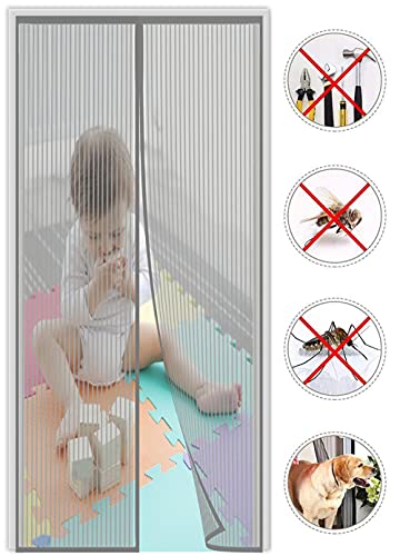 Magnet Insektenschutz Tür,95x235cm (37.4x92.51in) Fliegengitter Magneten Automatisch Verschließen ,Kinderleichte Klebemontage Ohne Bohren ,für die Balkontür, Kellertür und Terrassentür -Grau von MDY