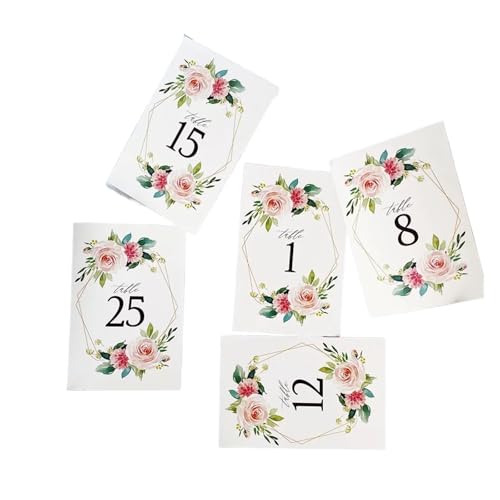 1-25 Blumen-Papierkarten, doppelseitiges Tischschild für Hochzeitsempfänge, Party von MDYTPT