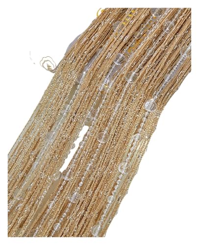 Fadenvorhang mit Kristallperlen, Quaste, Fransenvorhang für weiße Salons und durchsichtige Hochzeitsdekoration, Wohnzimmerteiler (gelb), 1 x 2 m von MDYTPT