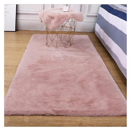 Flauschiger Kinderzimmerteppich, modern, Wohnzimmer, Couchtisch, Fußmatte, Plüsch, Erkerfenster, Sofakissen (Dunkelrosa, personalisierbar) von MDYTPT