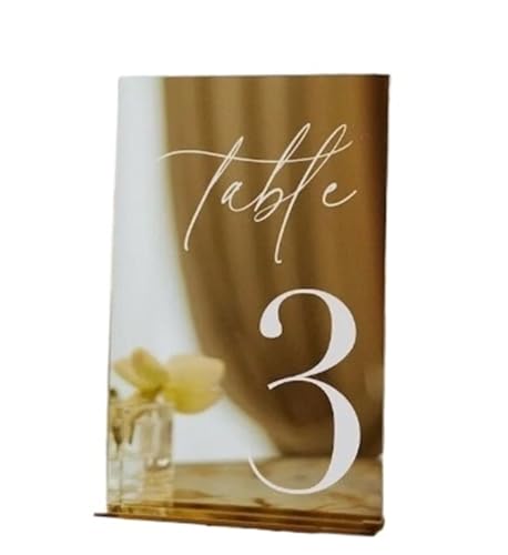 Moderne Hochzeitstischnummern, einseitig, Spiegel-Tischschilder (Gold, Tabelle 1–3) von MDYTPT