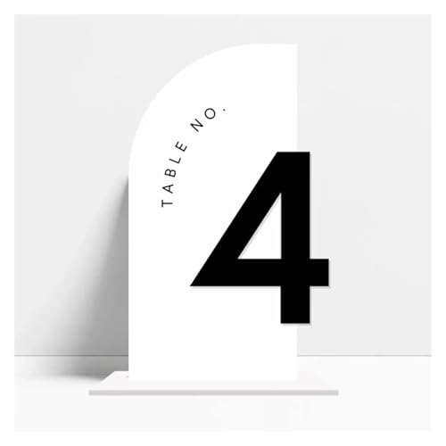 Moderne Tischnummern mit halbem Bogen, 3D-Tischnummern, Schild (Schwarz auf Weiß, Tisch 1–20) von MDYTPT