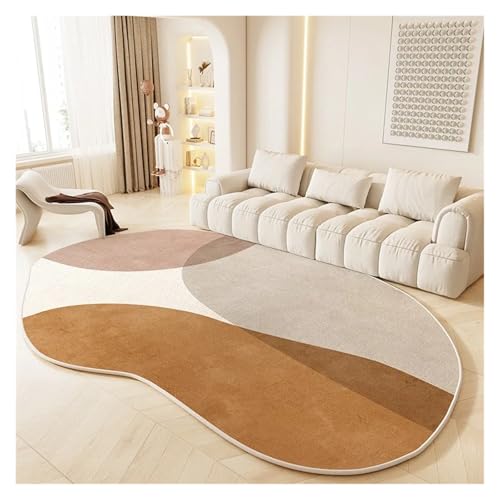 Wohnzimmer-Bodenmatte, unregelmäßige Form, großflächiger Teppich, Schlafzimmer, Nachttisch, rutschfest, flauschig, weiche Fußmatten (Farbe 07, 300 x 400 cm) von MDYTPT