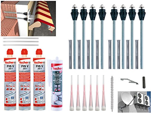 Fischer Thermax Befestigungsset 8 x 16/170 M12 Hochleistungsmörtel FIS V 300 T Multi Kleb und Dichtstoff KD-290 Zylinderbürste von Petutu
