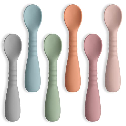 ME.FAN Silicone Baby Feeding Spoons [6 Pack] First Stage Baby Infant Spoons - Baby Utensils Soft Training Spoon Self Feeding - Chew Spoon Set for Babies and Toddlers von ME.FAN
