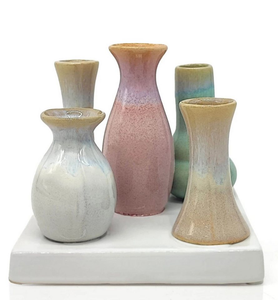 MEA LIVING Tischvase MEA-Living 5 Väschen auf quadratischem Tablett aus Keramik, multicolor, spülmaschinengeeignet von MEA LIVING