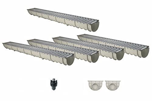 Entwässerungsrinne GFK MEA MEAHOME Classic mit Zubehör als SET 5 Meter von MEA