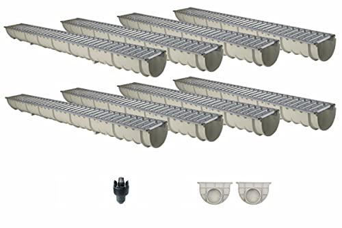 Entwässerungsrinne GFK MEA MEAHOME Classic mit Zubehör als SET 8 Meter von MEA