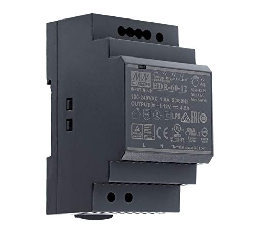 12 VDC | 4,5 A | 54Watt | Mean Well HDR-60-12 Hutschienen-Netzteil DIN-Rail von MEAN WELL
