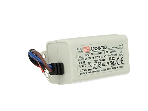Led Driver CC MeanWell APC-8-700 Trasformatore 700mA 6V-11V DC 8W Corrente Costante IP42 von MEAN WELL