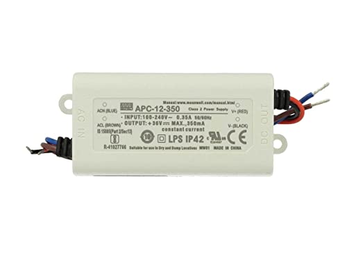 Mean Well, Switching Power Supply Converter für das Licht LED-Streifen Flexible des, Trafo, AC 110/220 V DC Switching Power Supply 12 W 9 – 36 V 350 mA (apc-12 – 350) von MEAN WELL