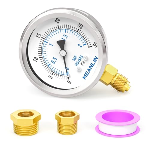 MEANLIN MEASURE 0~2BAR/0~30PSI Trockenes Manometer Edelstahl 1/4"BSP 2"FACE DIAL Wasserdicht für Brunnen Pumpe Wasser Reifen Wasserdruck Tester Untere Halterung, mit 1/2"BSP und 3/8"BSP Hex Buchse MEANLIN MEASURE 0~2BAR/0~30PSI Trockenes Manometer Edelstahl 1/4"BSP 2"FACE DIAL Wasserdicht für Brunnen Pumpe Wasser Reifen Wasserdruck Tester Untere Halterung, mit 1/2"BSP und 3/8"BSP Hex Buchse von MEANLIN MEASURE