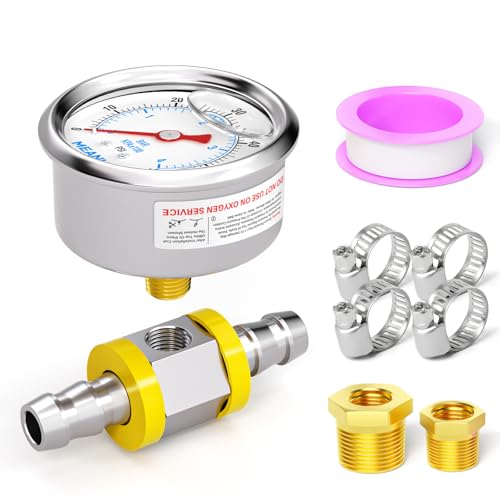 MEANLIN MEASURE 0~4BAR/60PSI Edelstahl Glyzerin gefüllt Kraftstoff Manometer 1/8"BSP 1.5"FACE DIAL, mit 3/8"Kraftstoffleitung Druck Adapter Flüssigkeit gefüllt Manometer (9Stück Kit, Back Mount) von MEANLIN MEASURE