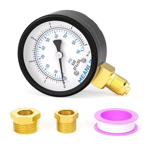 MEANLIN MEASURE 0-6 Bar/90PSI 2" DIAL FACE 1/4" BSP Brunnenpumpenmanometer, mit 1/4" x 1/2" BSP und 1/4" x 3/8" BSP Sechskantbuchse, Wasser-Öl-Luftdruckprüfung Unterteil MEANLIN MEASURE 0-6 Bar/90PSI 2" DIAL FACE 1/4" BSP Brunnenpumpenmanometer, mit 1/4" x 1/2" BSP und 1/4" x 3/8" BSP Sechskantbuchse, Wasser-Öl-Luftdruckprüfung Unterteil von MEANLIN MEASURE