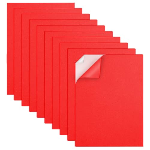 MEARCOOH Moosgummi Platten - 10 Stück Selbstklebend, Rot, A4 (22cm x 30cm), 2mm, für Bastelarbeiten, Fotorahmen, Scrapbooking von MEARCOOH