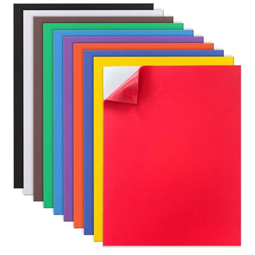 10 Stück 10 Farben Moosgummi Selbstklebend, MEARCOOH A4 22cm x 30cm Moosgummi Selbstklebend, Moosgummi Platten 2mm für Bastelarbeiten Fotorahmen Scrapbooking (10 Blätter) von MEARCOOH