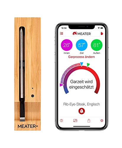 MEATER+ | Neu: Das kabellose, smarte Fleischthermometer mit 50m Reichweite | Für Ofen, Grill, Pfanne und Rotisserie | Perfekter Fleischgenuss via App von MEATER