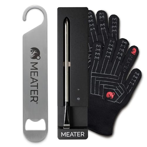 MEATER SE Bundle: Intelligentes kabelloses Fleischthermometer für das tägliche Kochen mit hitzebeständigen Handschuhen und Barklingenöffner | Bluetooth-Reichweite für Ofen, Herd, Heißluftfritteuse von MEATER