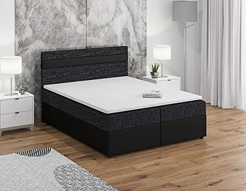 MEB INTERIOR Bett mit Bettkasten Kontinentales Bett mit dekorative Kopfteil Doppel Boxspringbett mit Matratze Schlafzimmer komplett Set - Anna - 160 x 200 - (Kornet 10+D8 160x200) von MEB INTERIOR