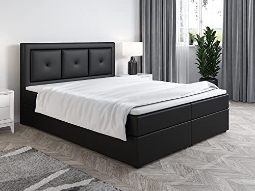 MEB INTERIOR Bett mit Bettkasten Kontinentales Bett mit dekorative Kopfteil Doppel Boxspringbett mit Matratze Schlafzimmer komplett Set - Luca - 160 x 200 - (Soft 11 160x200) von MEB INTERIOR