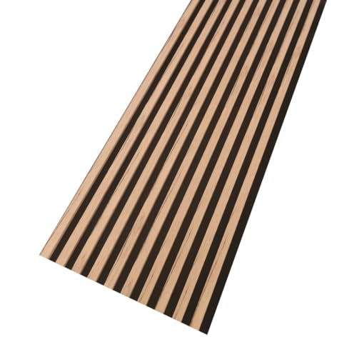 MEBANO. Akustikpaneele auf Schwarzplatte 53 (2x26,5) x 240 cm Wandpaneele Farbe: Eiche Sanremo Leicht MDF Wandverkleidung Innen Moderne Lamellenwand Deko Wand von MEBANO.