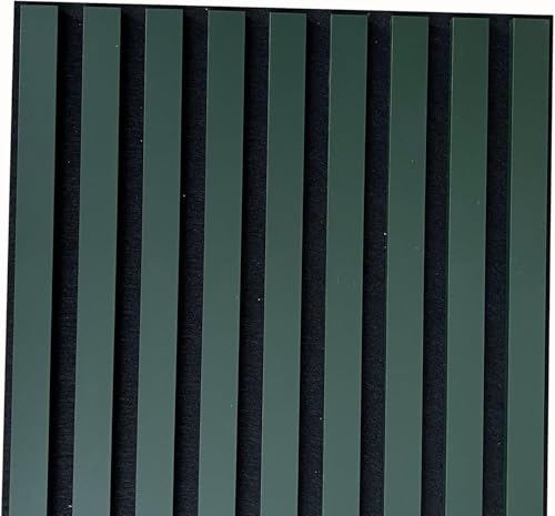 MEBANO. Akustikpaneele auf Schwarzplatte 53 (2x26,5) x 240 cm Wandpaneele Farbe: Flaschengrün Wandverkleidung Innen Moderne Lamellenwand Deko Wand von MEBANO.