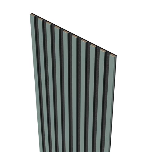 MEBANO. Akustikpaneele auf Schwarzplatte 53 (2x26,5) x 240 cm Wandpaneele Farbe: Olive MDF Wandverkleidung Innen Moderne Lamellenwand Deko Wand von MEBANO.