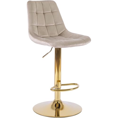 MEBEL ELITE Barhocker Höhenverstellbar mit Lehne - Barstuhl Beige mit Fußstütze - Gepolstert Bar Hocker aus Samt und Metall - Küchenhocker Leicht zu Reinigen - Sitzhöhe 60-80,5 cm MEBEL ELITE Barhocker Höhenverstellbar mit Lehne - Barstuhl Beige mit Fußstütze - Gepolstert Bar Hocker aus Samt und Metall - Küchenhocker Leicht zu Reinigen - Sitzhöhe 60-80,5 cm von MEBEL ELITE