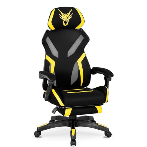 MEBEL ELITE Bürostuhl Gaming Stuhl mit Fußstütze - Gamingstuhl Stoff mit Kopfstütze und Armlehne - Gamer Stuhl mit Gummiräder - Gaming Sessel mit Wippfunktion - Bequem Computerstuhl bis 150 kg von MEBEL ELITE