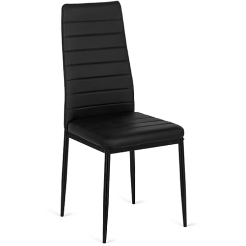 MEBEL ELITE - Esszimmer Stühle aus Bio-Leder 2er Set - Esszimmerstühle Schwarz 97 x 42 x 42 [cm] - Küchenstühle Modern - Weiche Esstischstühle - Stabile leicht zu reinigende Polstermöbel von MEBEL ELITE