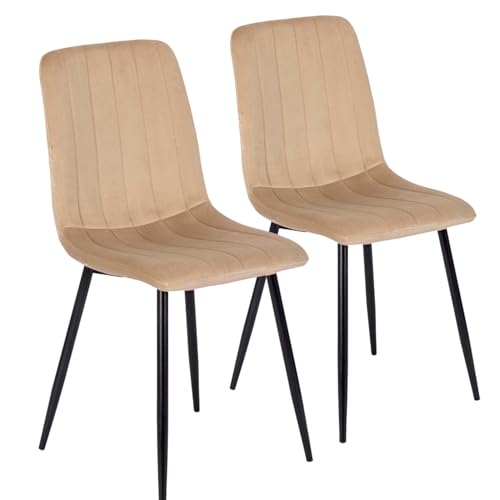 MEBEL ELITE - Esszimmer Stühle in Velourstoff 2er Set - Esszimmerstühle Beige 90,5 x 43 x 51 [cm] - Küchenstühle Modern - Weiche Esstischstühle - Stabile Essstühle, leicht zu reinigen von MEBEL ELITE