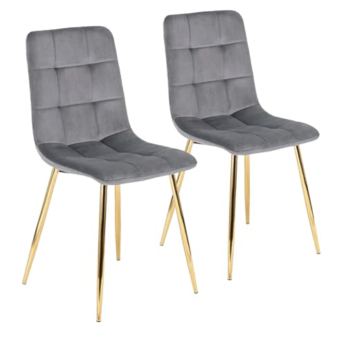 MEBEL ELITE - Esszimmer Stühle in Velourstoff 2er Set - Esszimmerstühle Grau 52 x 90,5 x 43 [cm] - Küchenstühle Modern - Weiche Esstischstühle - Stabile Essstühle, leicht zu reinigen von MEBEL ELITE