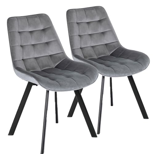 MEBEL ELITE Esszimmer Stühle in Velourstoff 2er Set - Esszimmerstühle Grau 87 x 52 x 59 cm - Küchenstühle Modern - Weiche Esstischstühle - Stabile Essstühle ohne scharfe Kanten MEBEL ELITE Esszimmer Stühle in Velourstoff 2er Set - Esszimmerstühle Grau 87 x 52 x 59 cm - Küchenstühle Modern - Weiche Esstischstühle - Stabile Essstühle ohne scharfe Kanten von MEBEL ELITE